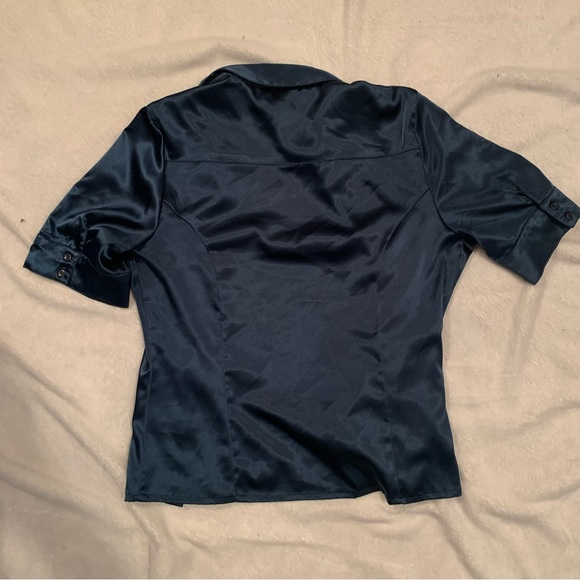 👚 Vintage Reitmans Emerald Green Satin Silky Blouse - Picture 4 of 4